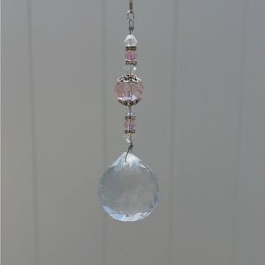 Elegant Pink and Silver Crystal Sun Catcher
